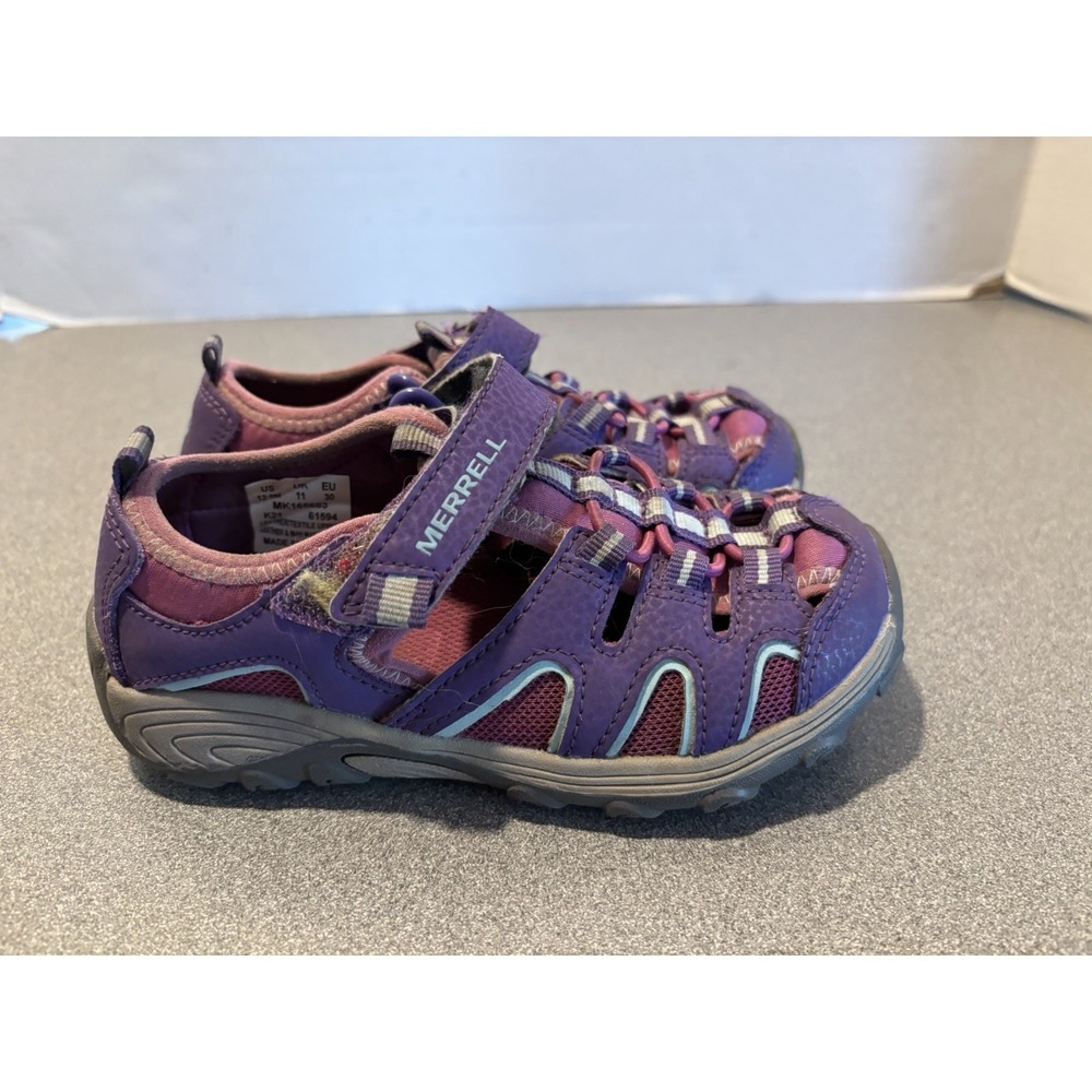 Merrell Girls Purple Pink Fisherman Sandals Closed Toe Lightweight SZ 12